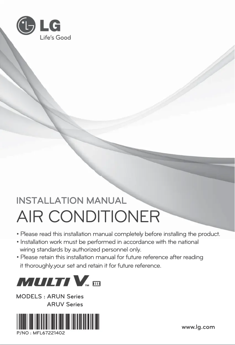 First page image of the manual for ARUN140LN3