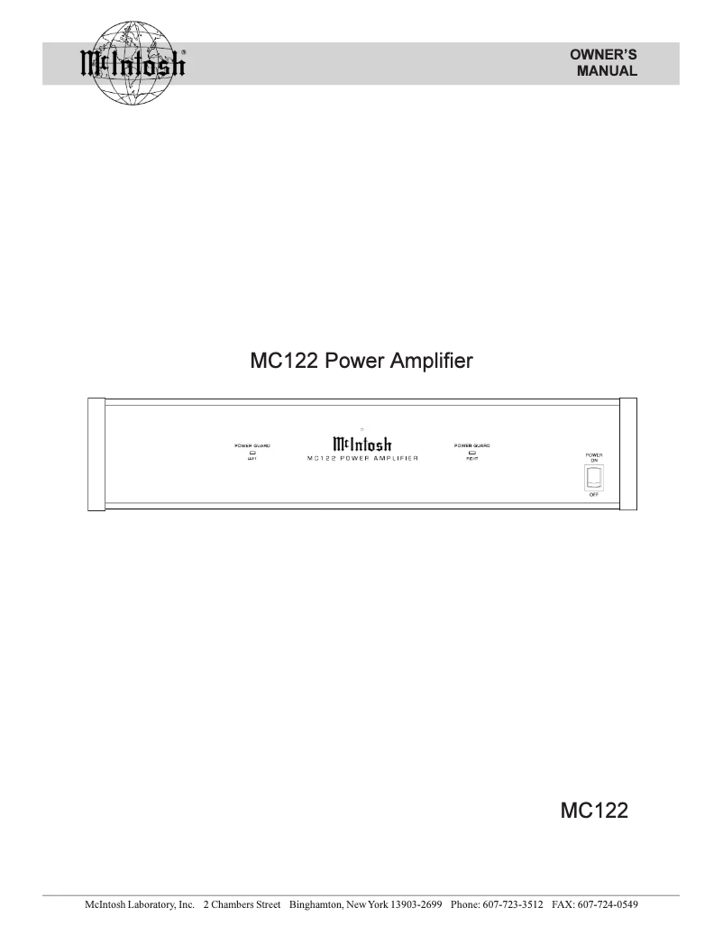 First page image of the manual for MC-122
