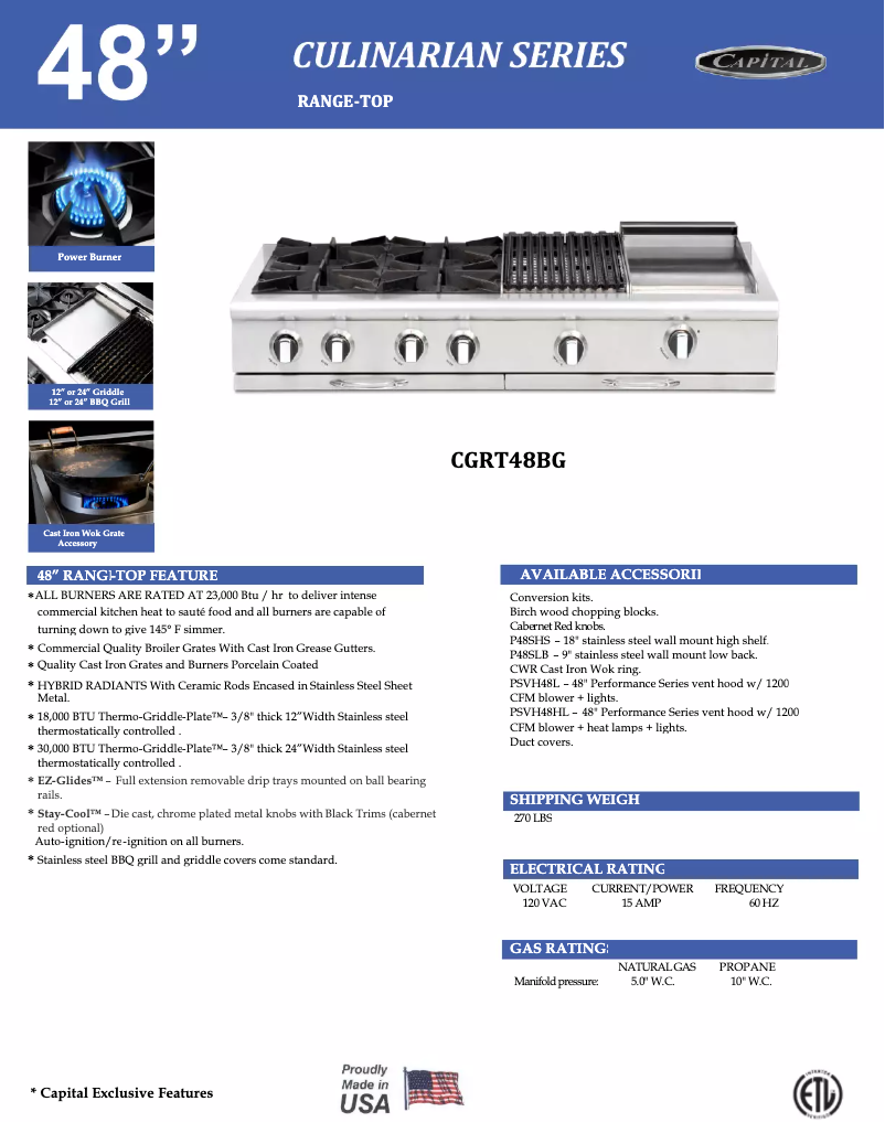 First page image of the manual for CGRT484GGL