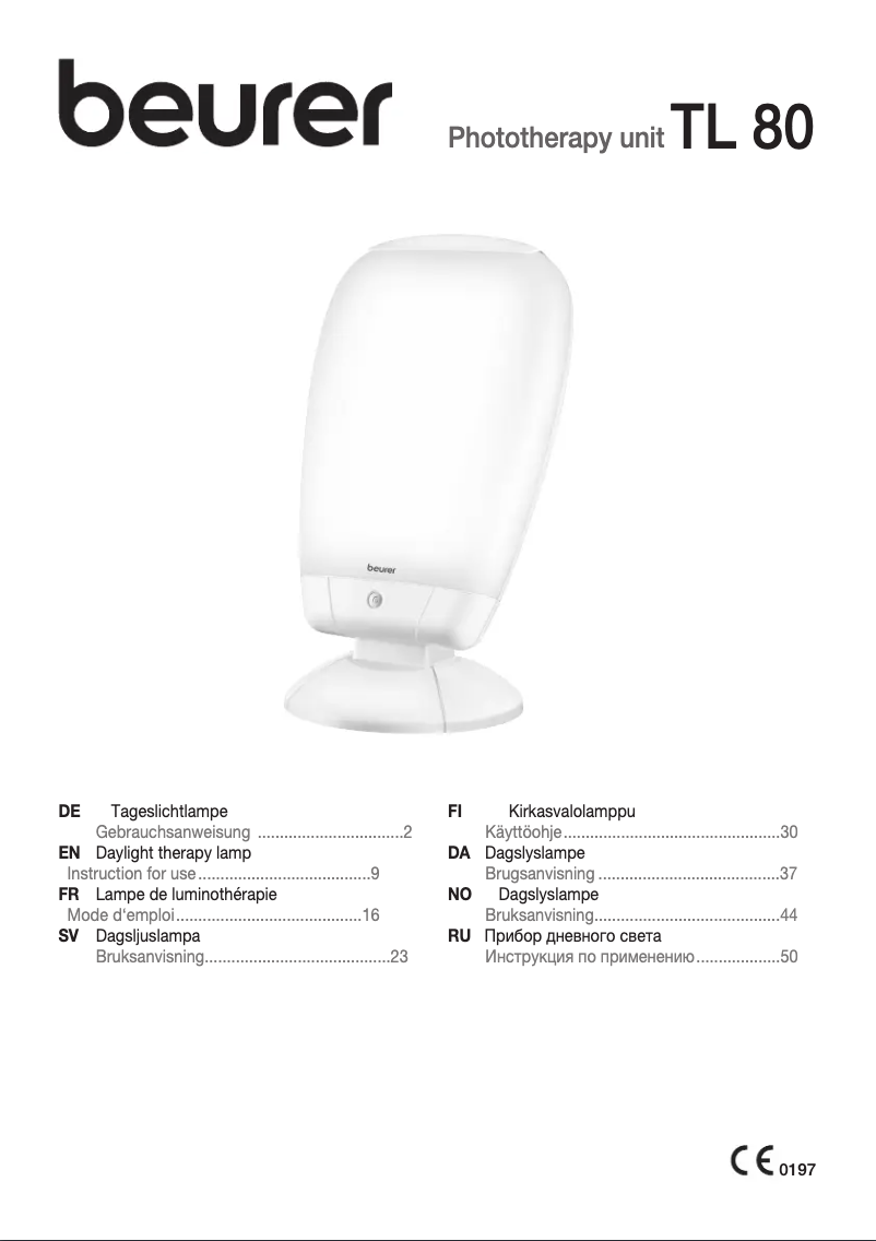 Page 1 of the manual User Manual Beurer TL 80