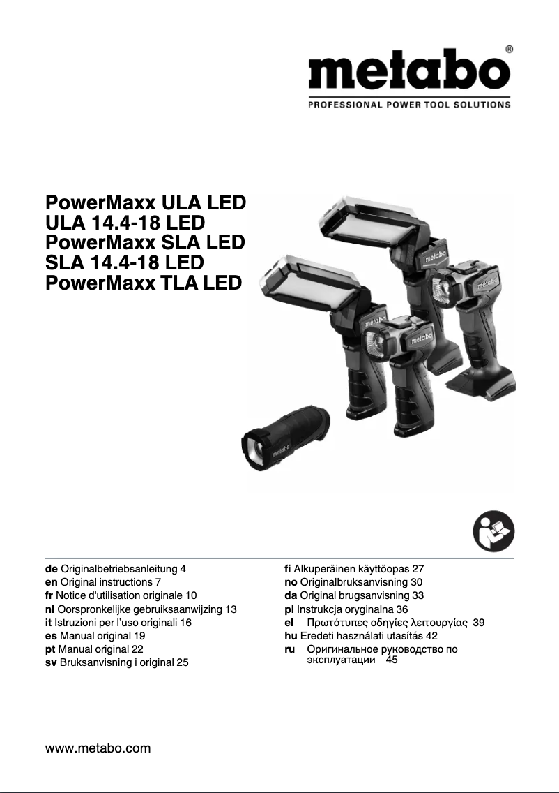 Page 1 of the manual User Manual Metabo PowerMaxx SLA LED
