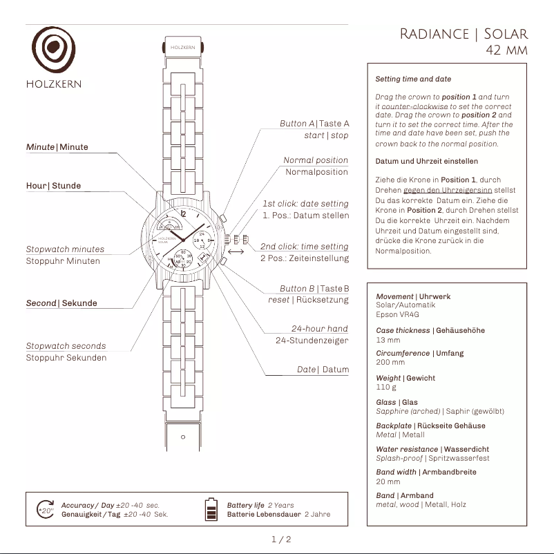 Page 1 of the manual User Manual Holzkern Gamma