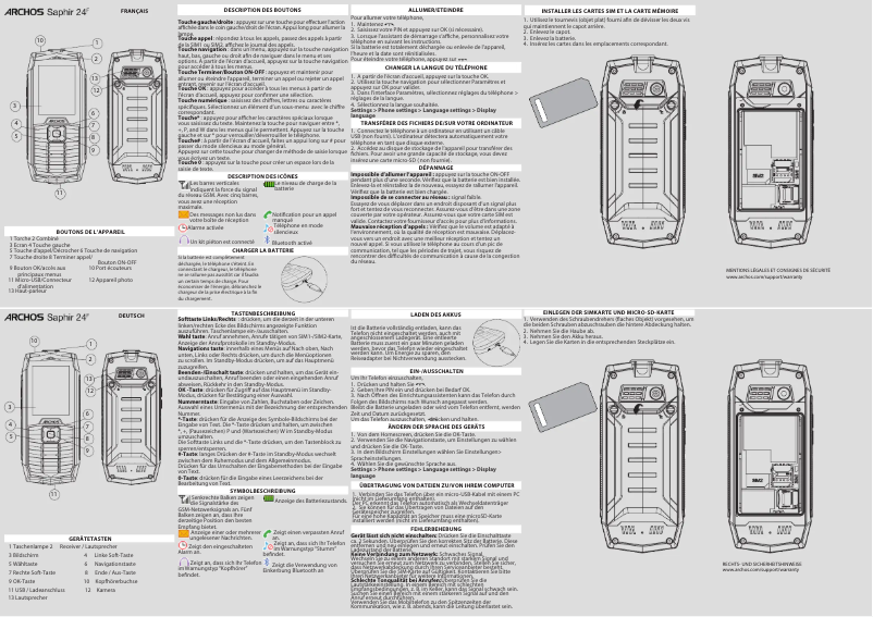 Page 1 of the manual User Manual Archos Saphir 24F