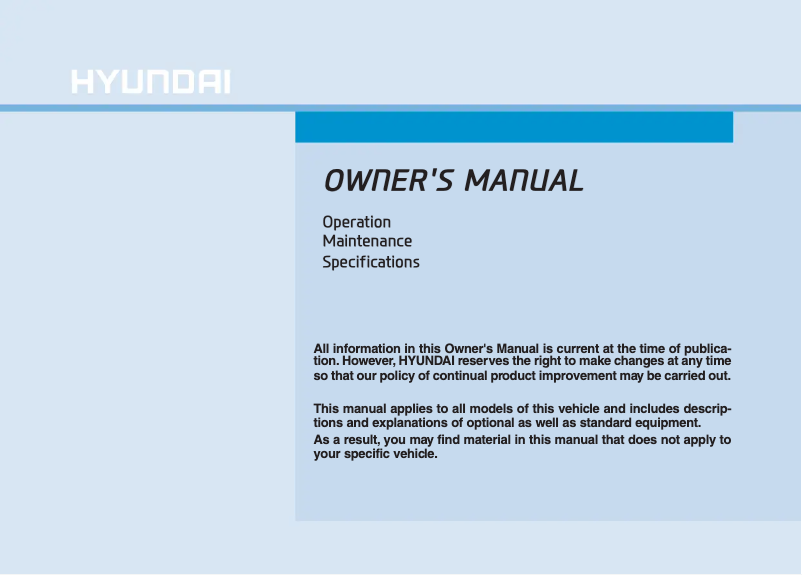 First page image of the manual for Creta (2018)