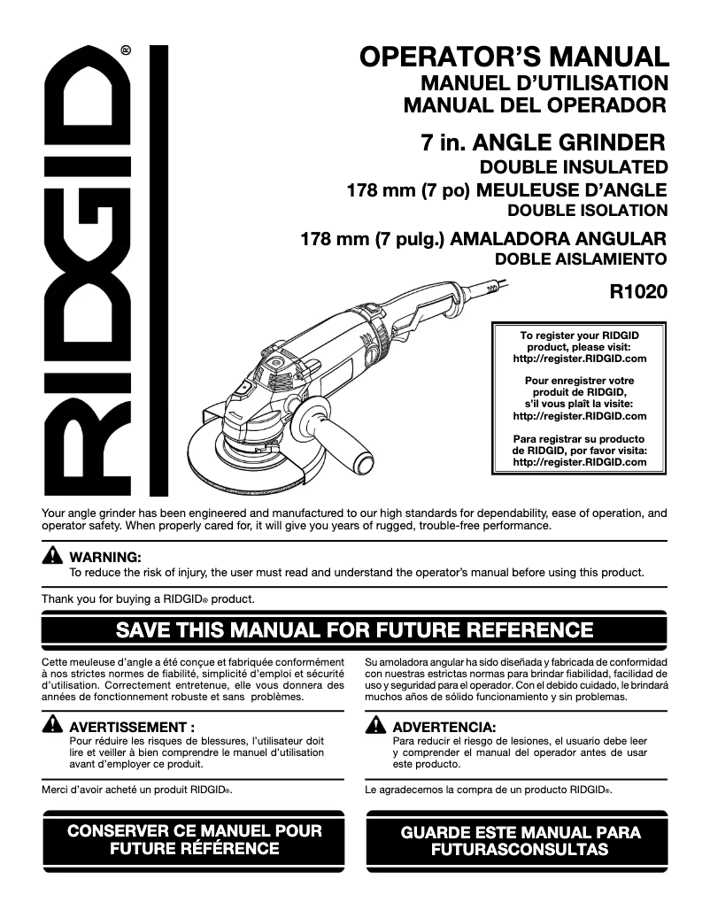 First page image of the manual for R1020