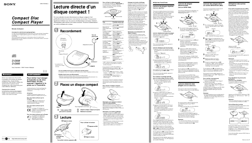 Page 1 of the manual User Manual Sony D-E885
