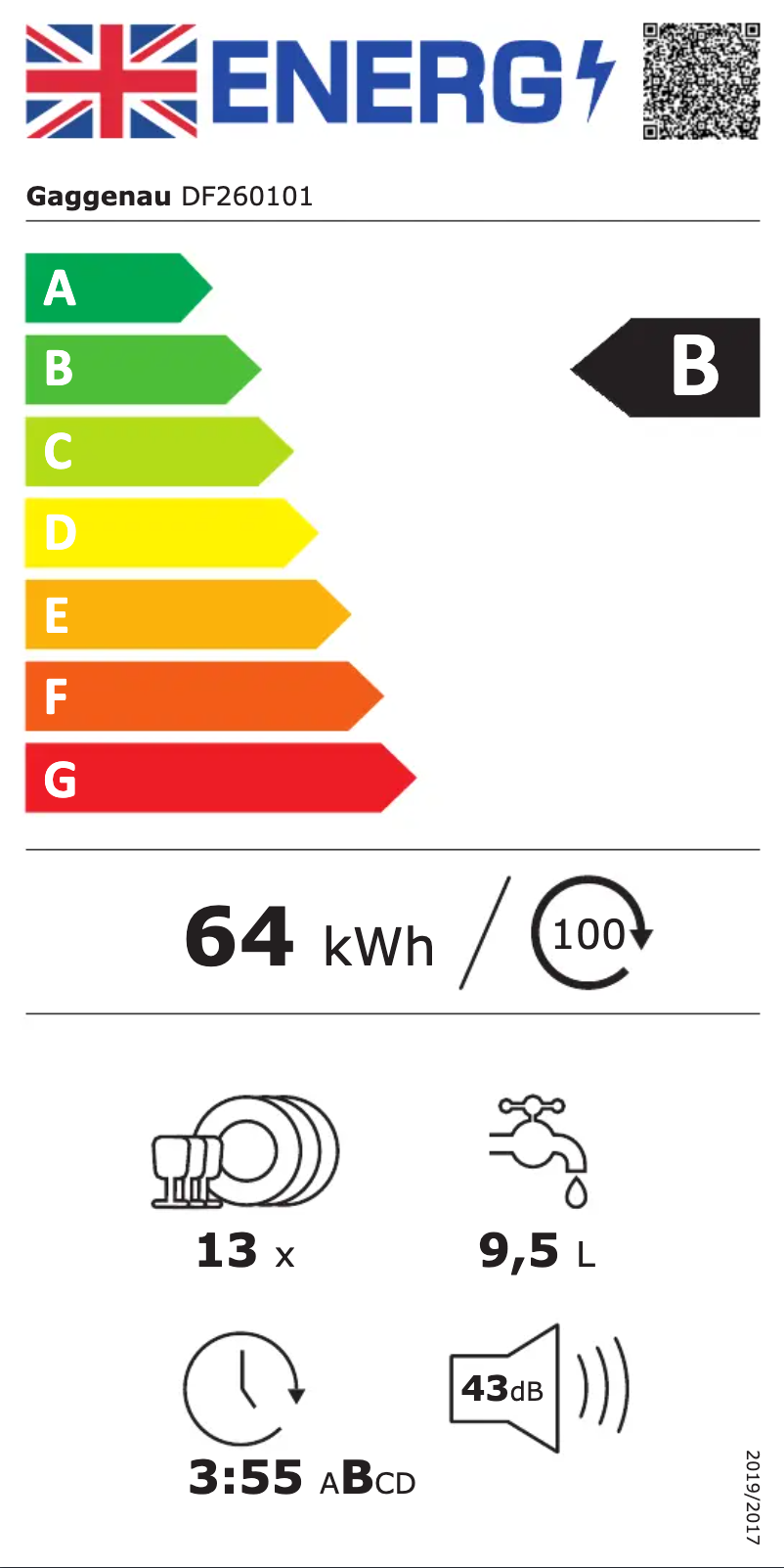 Page 1 of the manual Energy Label Gaggenau DF260101