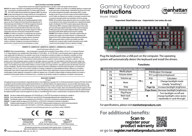 First page image of the manual for 180603