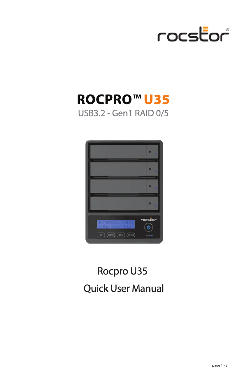 Page 1 of the manual User Manual Rocstor Rocpro U35