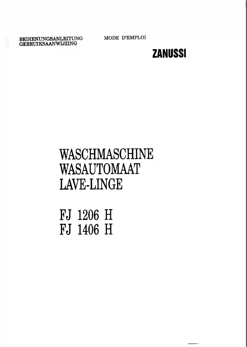 Page 1 of the manual User Manual Zanussi-Electrolux FJ 1206 H