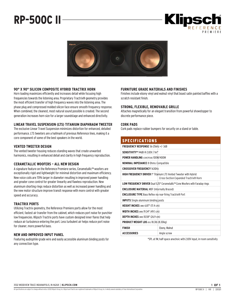 First page image of the manual for Reference Premiere RP-500C II