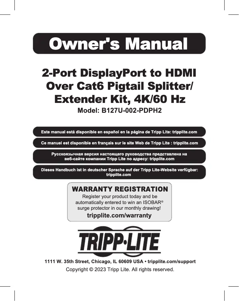 First page image of the manual for B127U-002-PDPH2