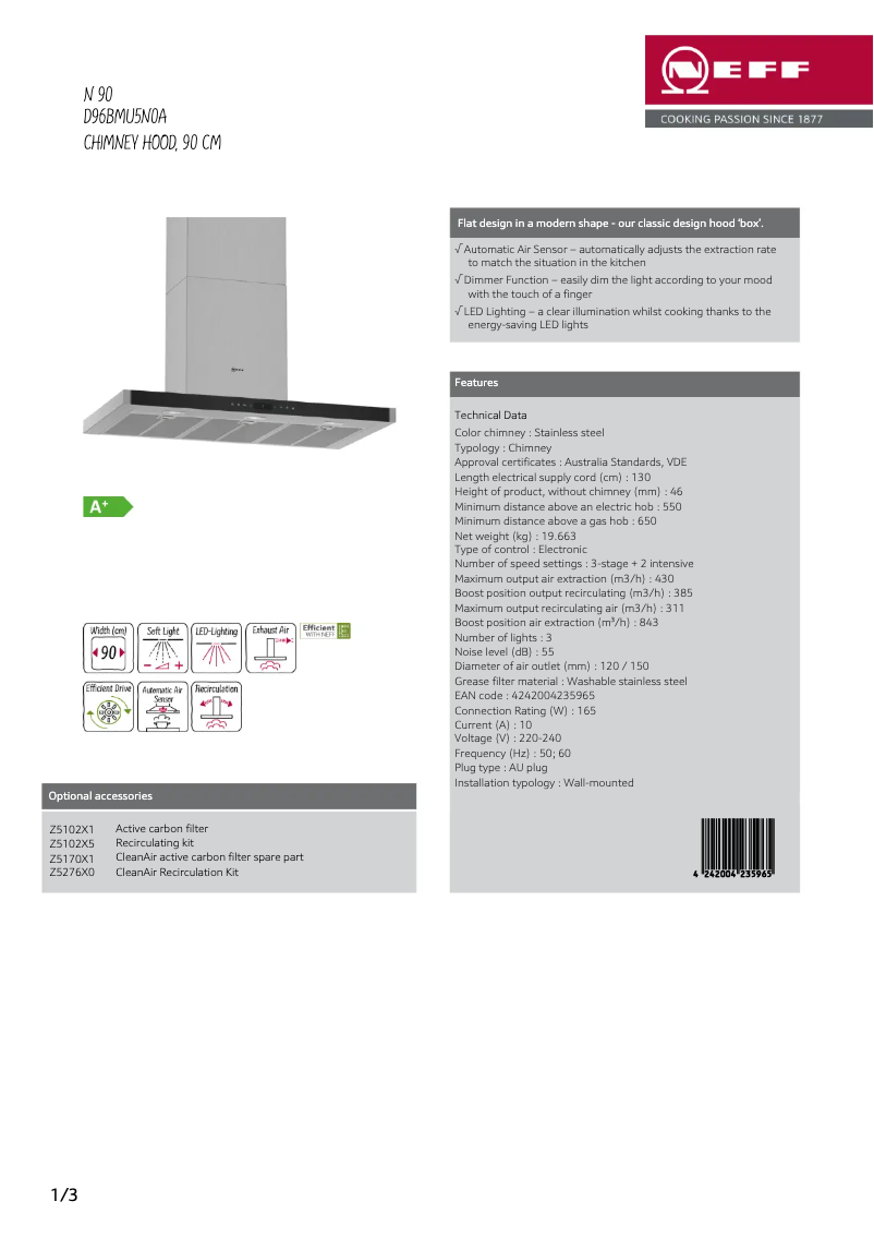 First page image of the manual for D96BMU5N0A
