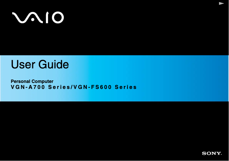 First page image of the manual for Vaio VGN-FS635B