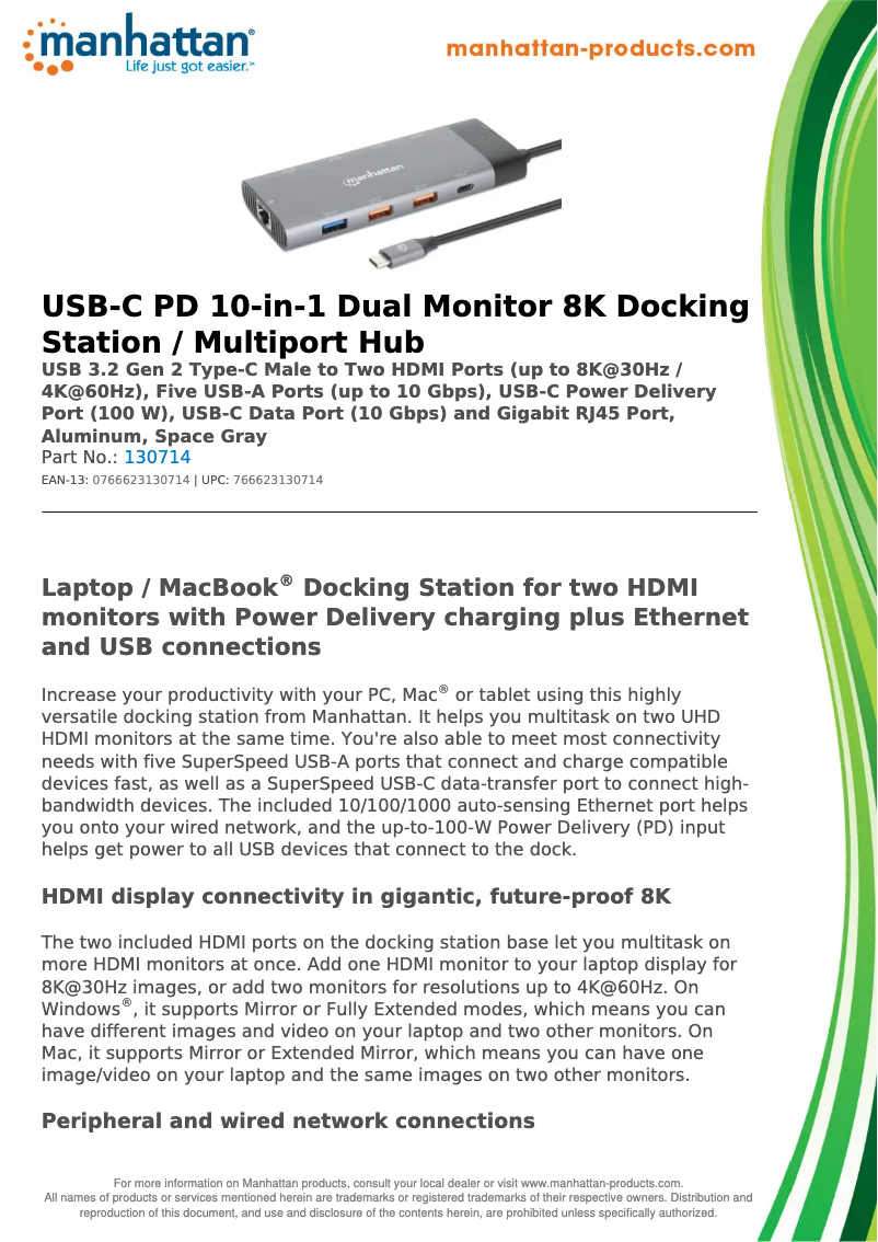 Page 1 of the manual Technical Sheet Manhattan 130714
