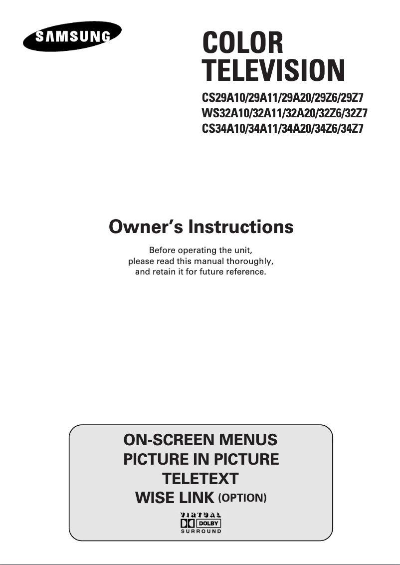 First page image of the manual for CS-29200HE
