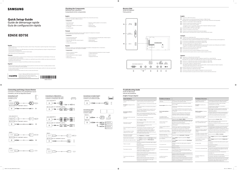 First page image of the manual for ED75E