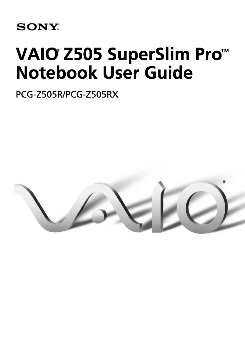 Page 1 of the manual User Manual Sony Vaio PCG-Z505RX
