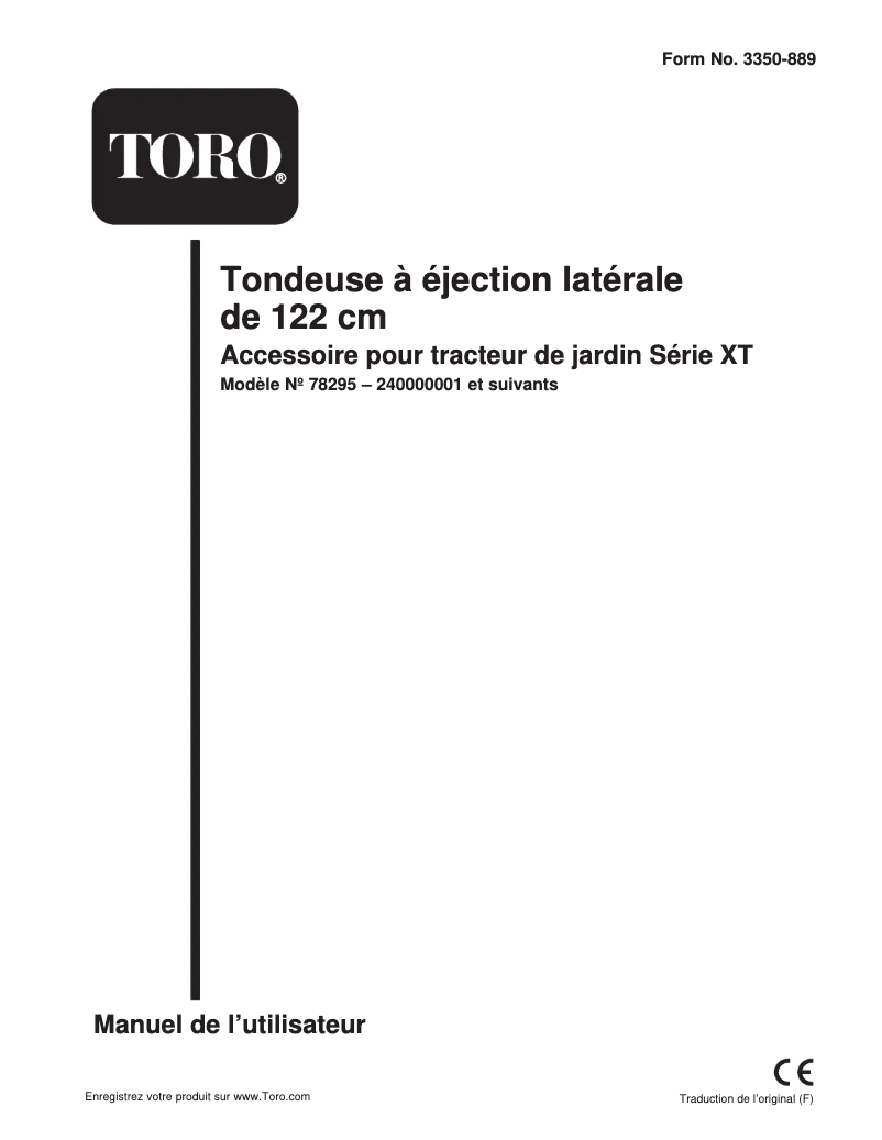 Page 1 of the manual User Manual Toro 8295