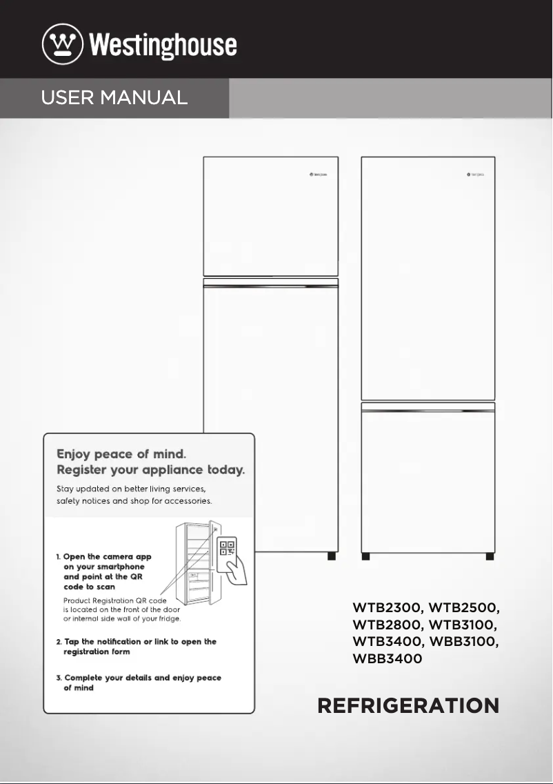 Page 1 of the manual User Manual Westinghouse WTB3400WH
