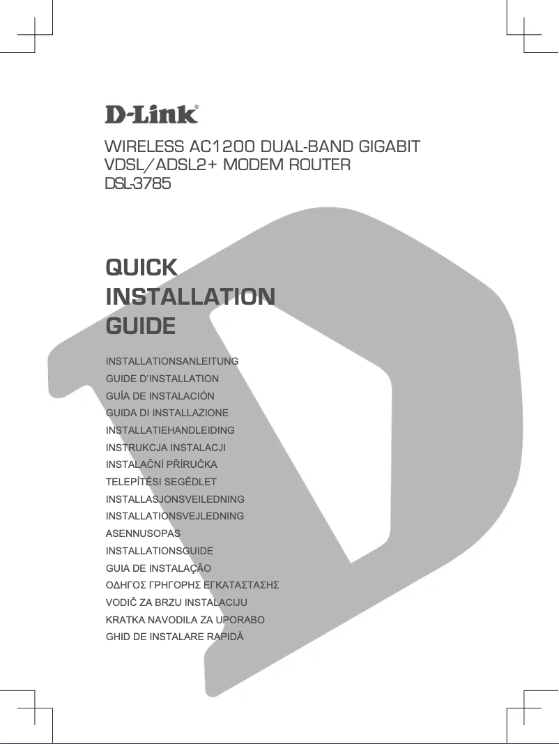 Page 1 of the manual Quick Start Guide D-Link DSL-3785
