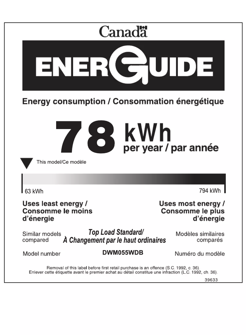 Page 1 of the manual Energy Label Danby DWM055WDB