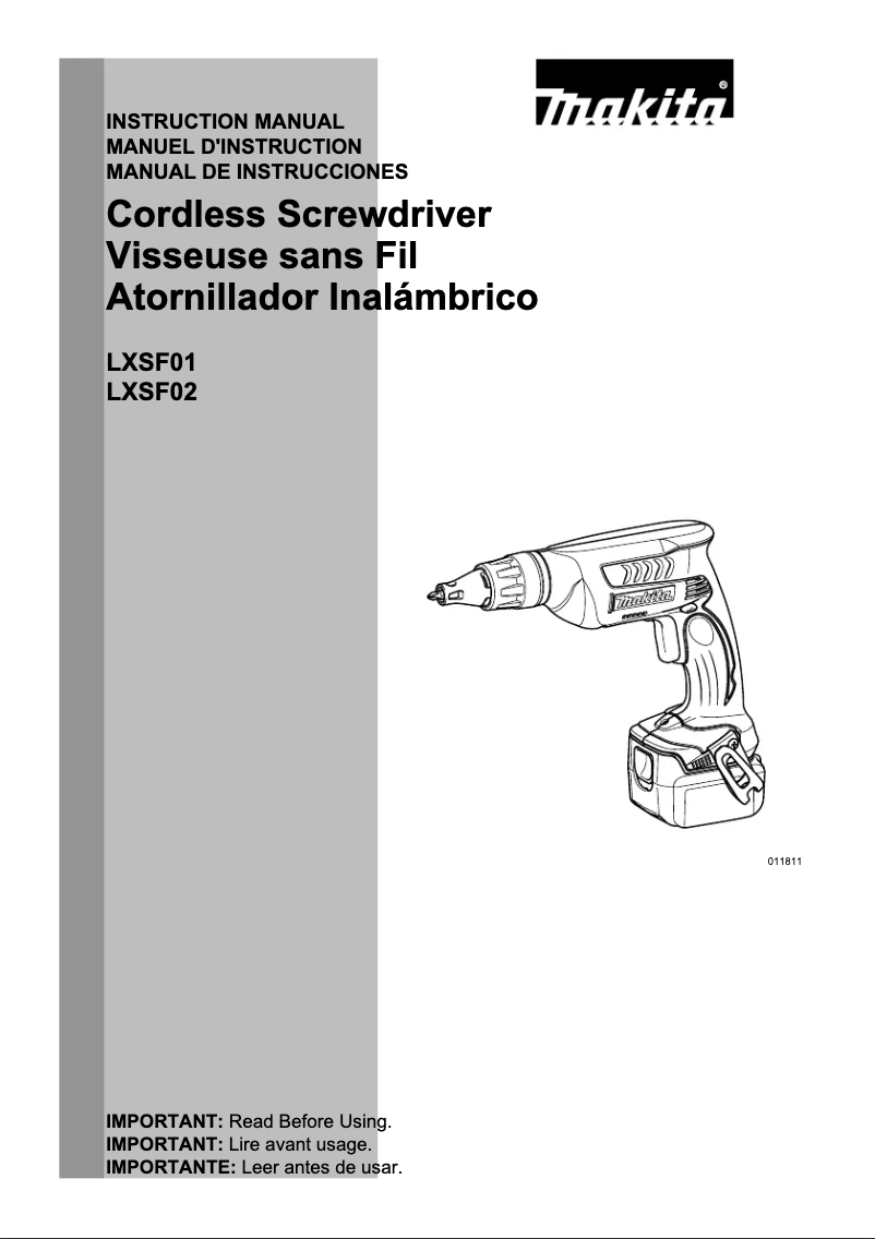 Page 1 of the manual User Manual Makita LXSF01Z