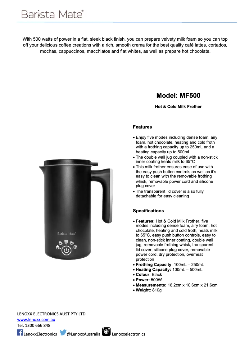 First page image of the manual for MF500