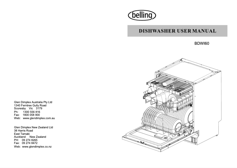 Page 1 of the manual User Manual Belling BDWI60