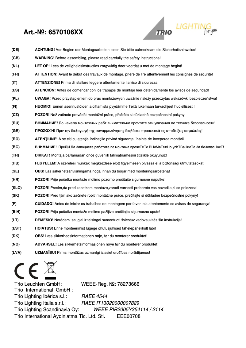 First page image of the manual for Cento 657010601