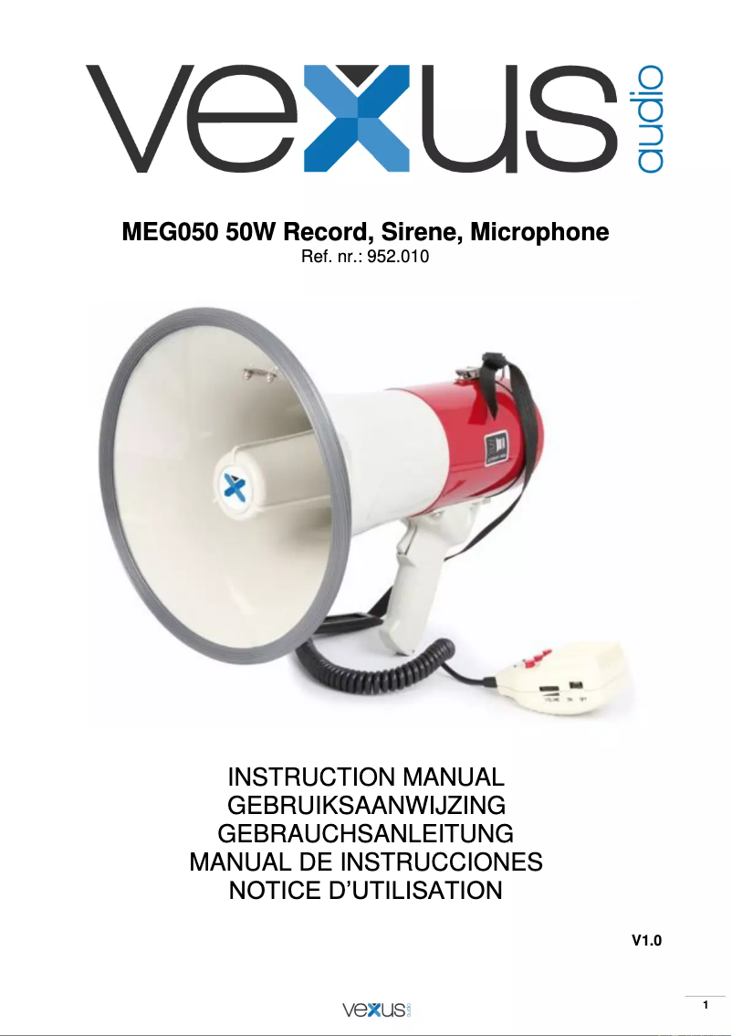 Page 1 of the manual User Manual Vexus MEG050