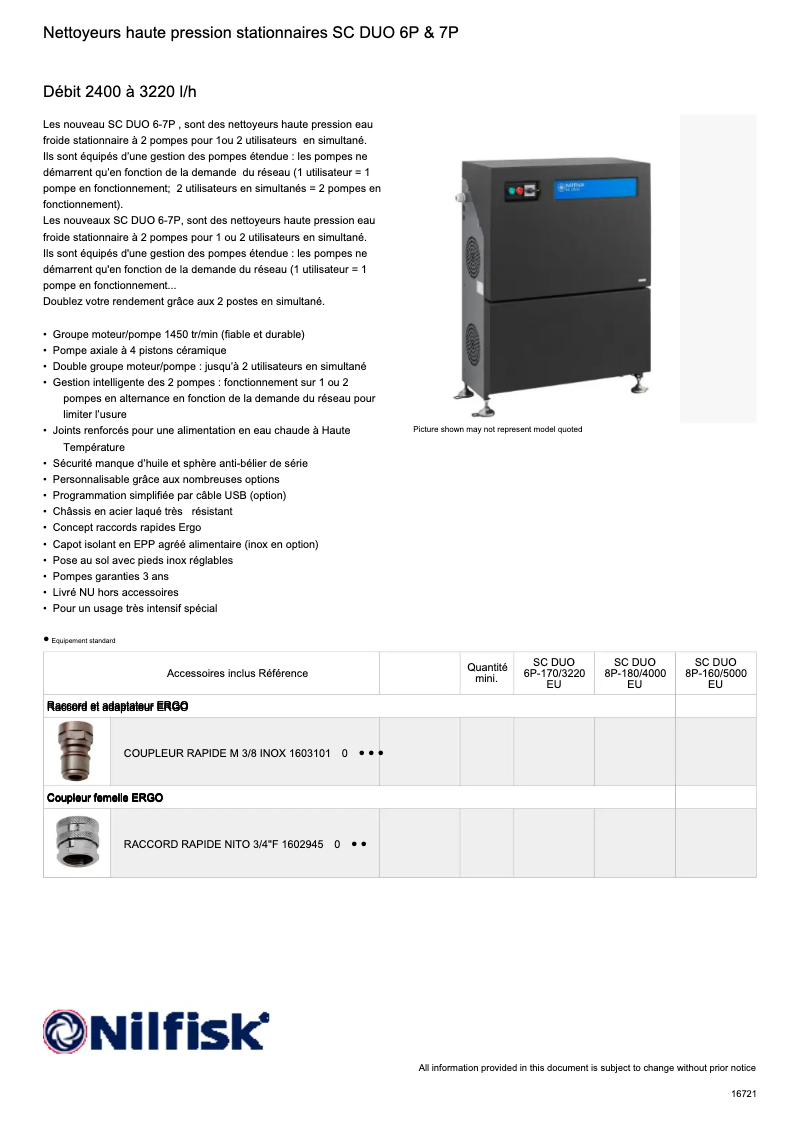 Page 1 of the manual Technical Sheet Nilfisk SC DUO 6P