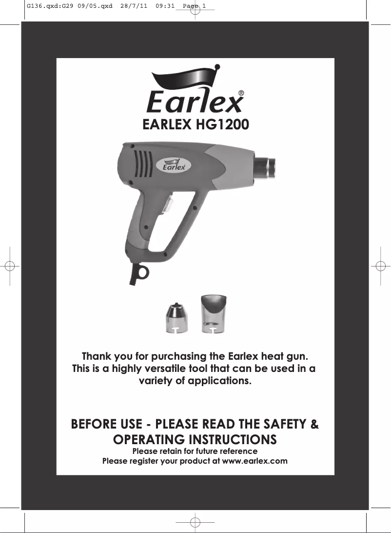 Page 1 of the manual User Manual Earlex HG1200
