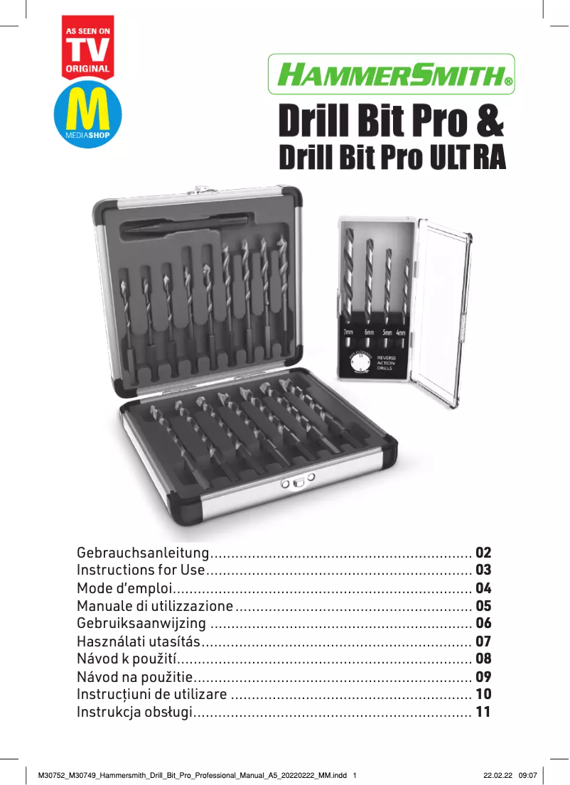 First page image of the manual for Drill Bit Pro