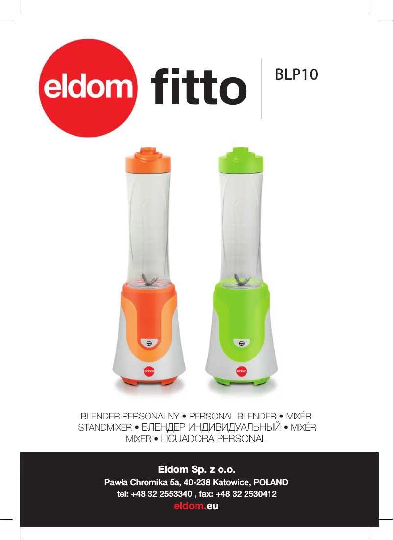 Page 1 of the manual User Manual Eldom Fitto BLP10Z