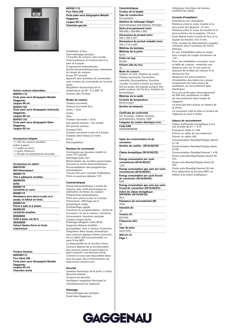 First page image of the manual for BOP251112