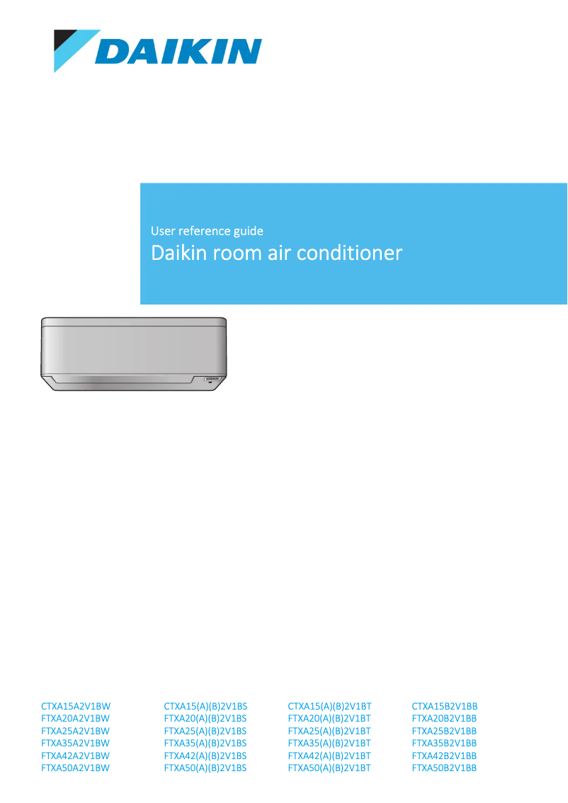 Page 1 of the manual User Manual Daikin FTXA35B2V1BB