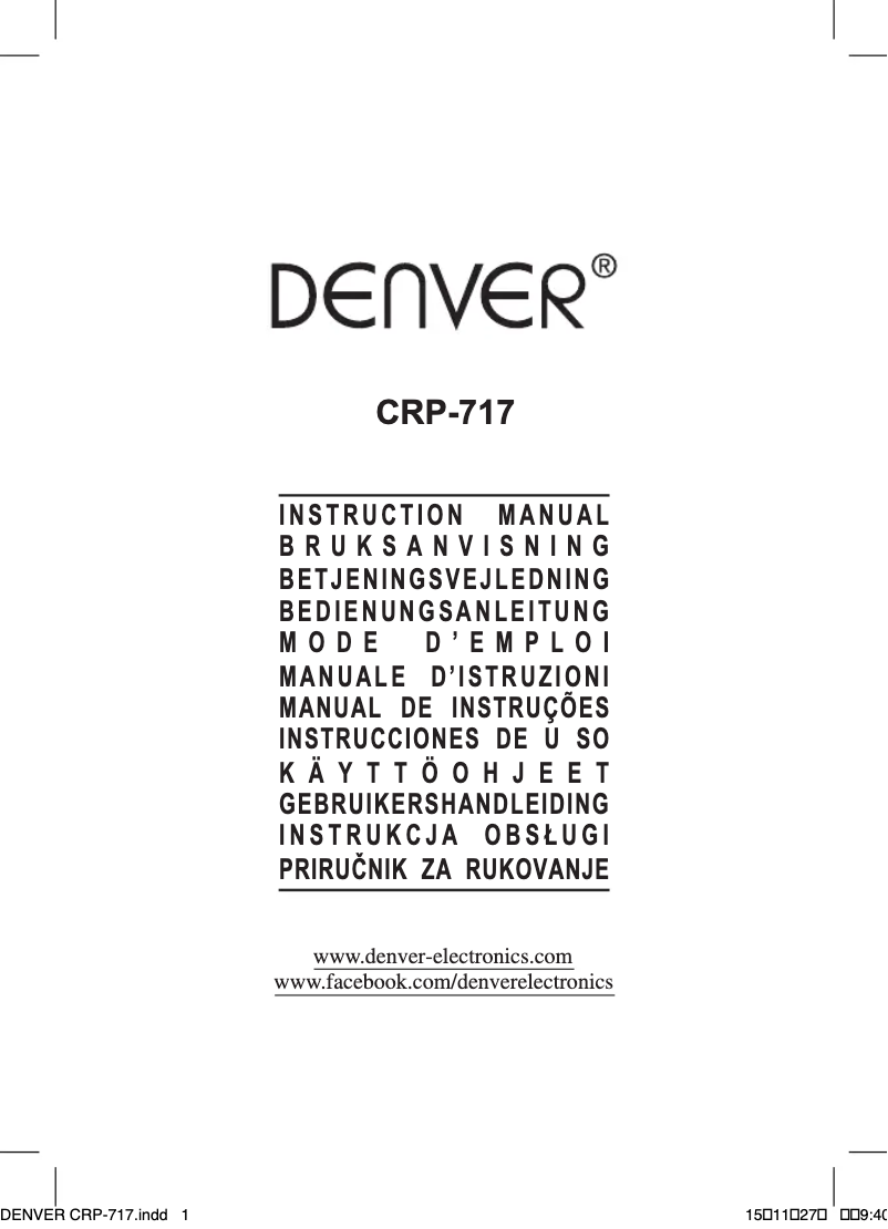 Page 1 de la notice Manuel utilisateur Denver CRP-717