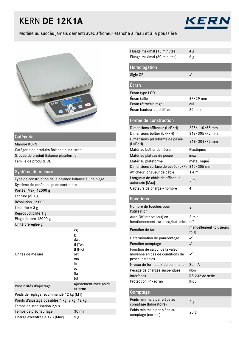 First page image of the manual for DE 12K1A