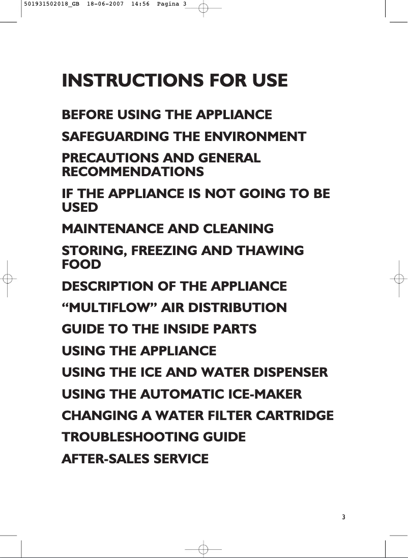 First page image of the manual for 20 RID 4L A+
