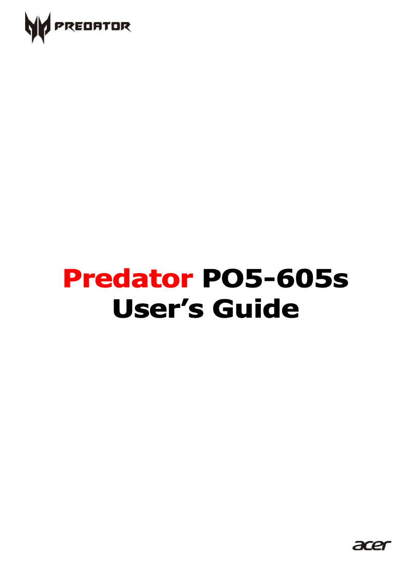 Page 1 of the manual User Manual Acer Predator PO5-605s