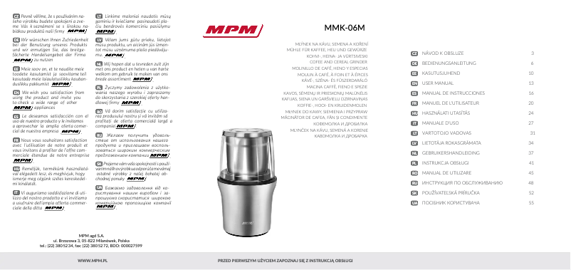 Page 1 of the manual User Manual MPM MMK-06M