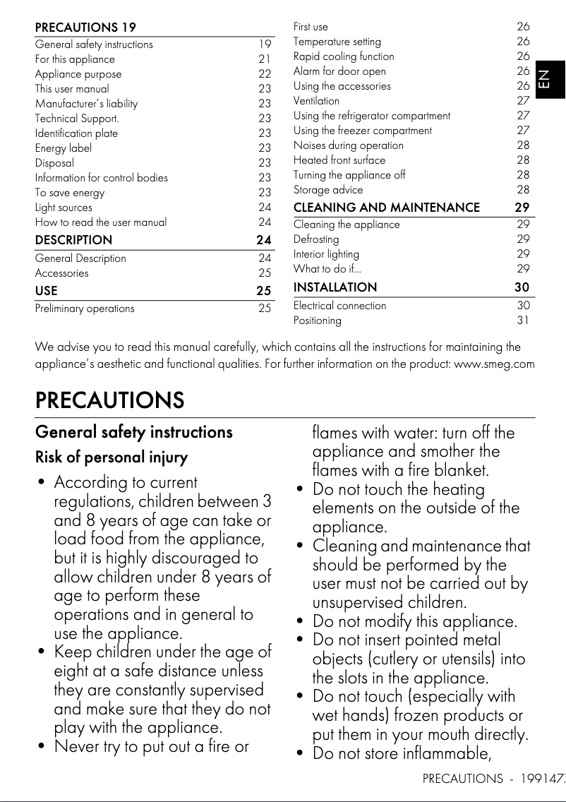 First page image of the manual for FAB28RDIT5