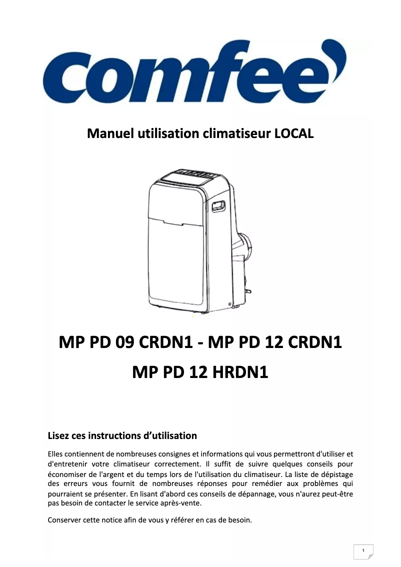 First page image of the manual for MP PD 09 CRDN1