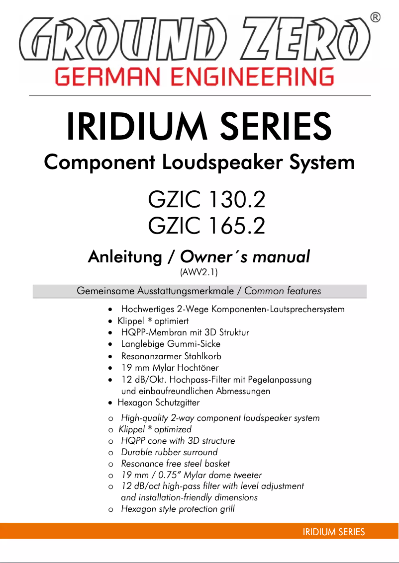 First page image of the manual for GZIC 165.2