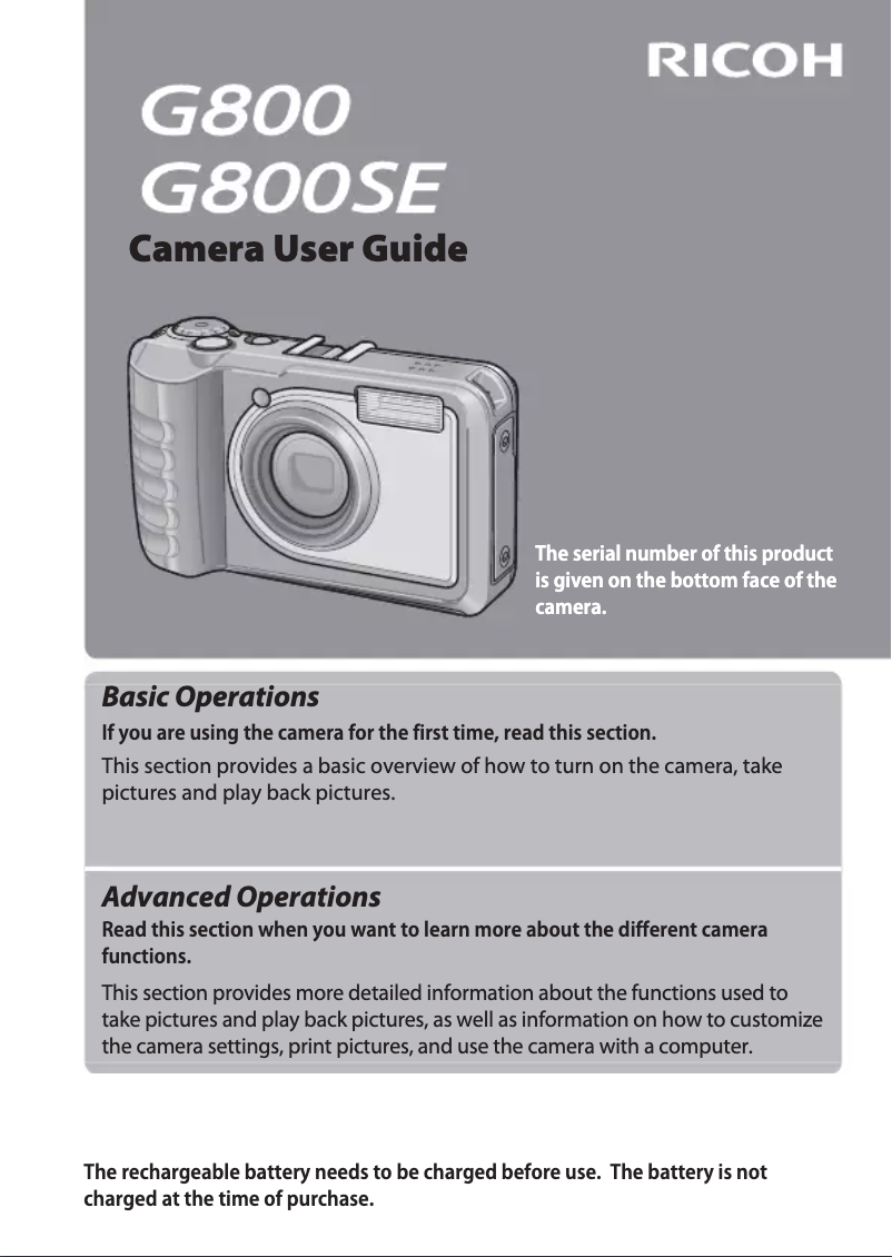 Page 1 of the manual User Manual Ricoh G800SE