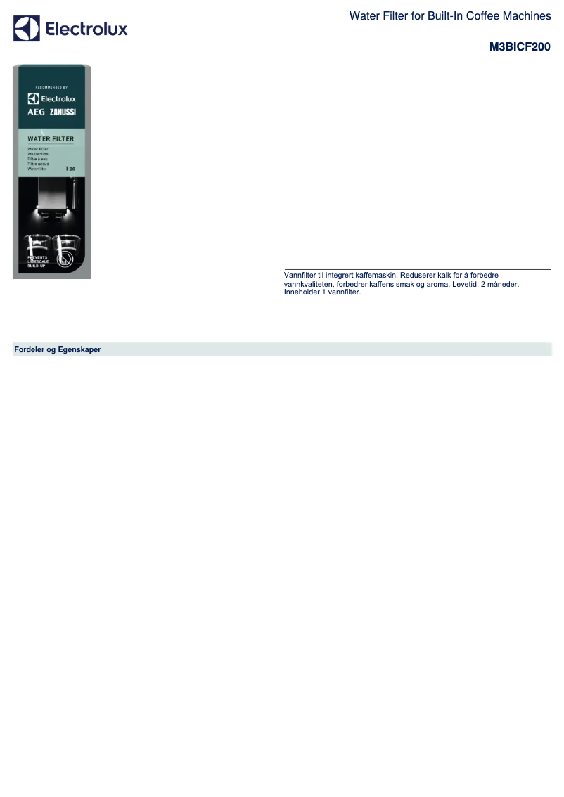 Page 1 of the manual Brochure AEG M3BICF200