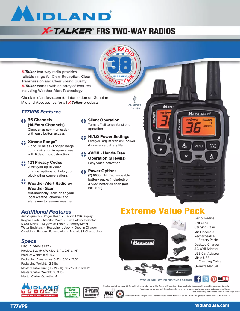 First page image of the manual for X-Talker T77VP5