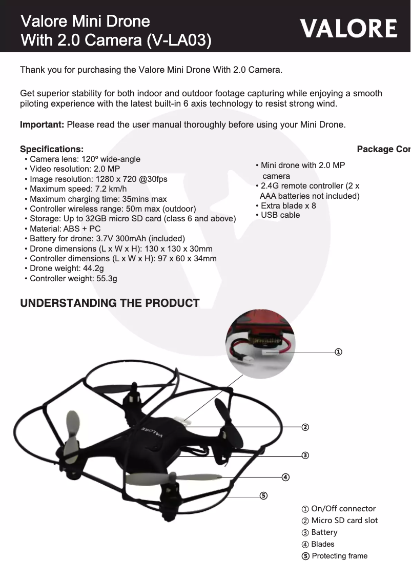 Page 1 of the manual User Manual Valore V-LA03