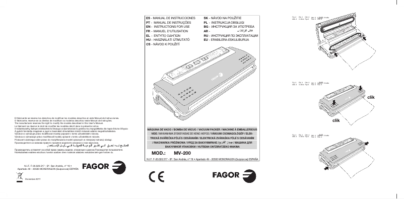 Page 1 of the manual User Manual Fagor MV-200